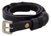 GF Ferre Black Leather Thin Gold Metal Chrome Buckle Belt -   -  GF Ferre.